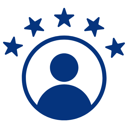 industry expert icon in dark blue